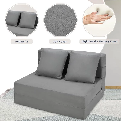 Olding Sofa Bed, Foldable Couch Bed With Pillow, Convertible Sleeper Chair Mattress, Futon Floor Couch With Memory Foam Washable Cover, Gray 6 Olding Sofa Bed, Foldable Couch Bed With Pillow, Convertible Sleeper Chair Mattress, Futon Floor Couch With Memory Foam Washable Cover, Gray - Image 6