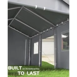 10x20FT Heavy-Duty Portable Carport With Roll-Up Ventilated Windows, All-Season Waterproof, UV-Resistant Canopy For Trucks And Boats - Grey -Home Decor Store GUEST 5355b7b7 3d25 462f 954a 2a01a19d6300