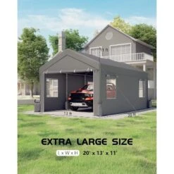 13'x20' Upgraded Carport With 200g Tarp For All-weather; Heavy-duty Reinforced Steel Frame, Perfect For Full-size Pickup Trucks. Silver Gray. -Home Decor Store GUEST 54cb7b66 4bdf 4090 a8cd dccf663feefc