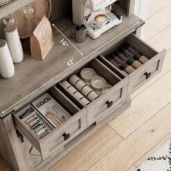 72" Kitchen Pantry Storage Cabinet With Hutch And Sliding Barn Door, Farmhouse Tall Buffet Cabinet With Drawers -Home Decor Store GUEST 56429bf5 8f9c 4a90 8e12 b1786c27ef03