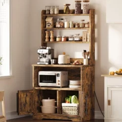 Farmhouse Microwave Stand Bakers Rack With Power Outlet, 63" Freestanding Bakers Rack With Thickened Counter And Storage Cabinet For Kitchen,Dining 15 Farmhouse Microwave Stand Bakers Rack With Power Outlet, 63" Freestanding Bakers Rack With Thickened Counter And Storage Cabinet For Kitchen,Dining -Home Decor Store GUEST 576dd8e6 dbcc 41bb b9fe 1c76bc0a97ef