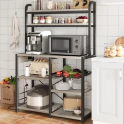 Bakers Rack With Power Outlet, Coffee Bar With Wire Drawer, Microwave Stand, Kitchen Baker Table With Large Storage -Home Decor Store GUEST 586bfc3c a23a 483b 9c5e 1a62b0d5e762