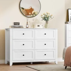 Large 6 Drawer Dresser With Deep Drawers & Metal Knobs, Modern Wooden Double Chests Of Drawers For Entryway 17 Large 6 Drawer Dresser With Deep Drawers & Metal Knobs, Modern Wooden Double Chests Of Drawers For Entryway -Home Decor Store GUEST 58716ea9 1c76 4380 aa25 2a4061543df4