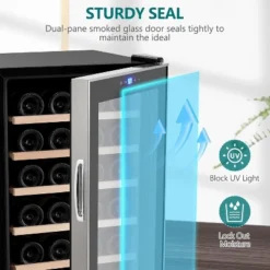 15 Inch Wine Fridge, 28 Bottles Wine Cooler Refrigerator Built-In Or Freestanding, Wine Refrigerator With Double-Layered Glass Door & Safety Lock -Home Decor Store GUEST 59e5eb8a 29a7 49d0 98be 252b3bad433d