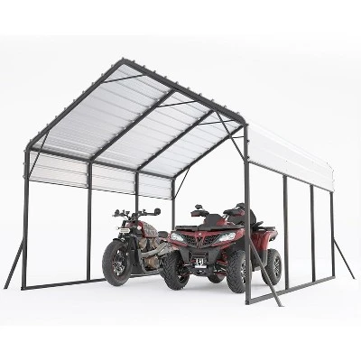 13'x16'x11' Metal Carport, Steel Heavy Duty Carport For All-Weather, Permanent Shelter For Boats, Pickup Trucks, And Tractors, N.W. 500 Lbs 6 13'x16'x11' Metal Carport, Steel Heavy Duty Carport For All-Weather, Permanent Shelter For Boats, Pickup Trucks, And Tractors, N.W. 500 Lbs - Image 6