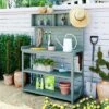 65 Inch Outdoor Potting Bench Garden Potting Table, Wooden Patio Workstation With Shelves Side Table Garden Potting Table