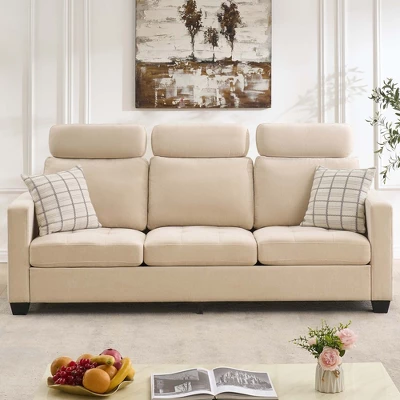 3 Seat Sofa Couch, 89'' Chenille Fabric Upholstered Sofa With Wide Armrest, Comfy Couches With Side Storage Pockets For Living Room, Bedroom 7 3 Seat Sofa Couch, 89'' Chenille Fabric Upholstered Sofa With Wide Armrest, Comfy Couches With Side Storage Pockets For Living Room, Bedroom - Image 7
