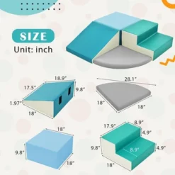 Toddler Playtime Corner Climber, Indoor Active Play Structure For Toddlers And Kids, Safe Soft Foam For Crawling And Sliding- Contemporary/Green -Home Decor Store GUEST 5c979d6f deef 4cda aa02 ac647913eb46