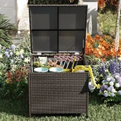 WhizMax Outdoor Storage Box, 80 Gallon Deck Box, Waterproof PE Rattan Storage Bench For Patio Cushions, Gardening Tools, Pool Accessories, Brown 9 WhizMax Outdoor Storage Box, 80 Gallon Deck Box, Waterproof PE Rattan Storage Bench For Patio Cushions, Gardening Tools, Pool Accessories, Brown -Home Decor Store GUEST 5dcf99b5 c920 4e5b a1e1 9c2c571896c5