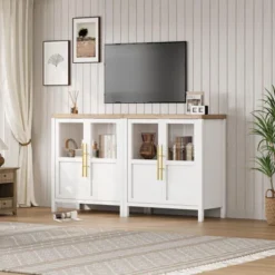 Sideboard Buffet Cabinet With Glass Doors, 29" Large Buffet Cabinet With Storage, Modern Farmhouse Storage Cabinet Table -Home Decor Store GUEST 5e56f599 a0ba 47d9 969c 473f87d8996b