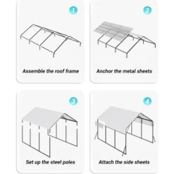 13'x16'x11' Metal Carport, Steel Heavy Duty Carport For All-Weather, Permanent Shelter For Boats, Pickup Trucks, And Tractors, N.W. 500 Lbs 10 13'x16'x11' Metal Carport, Steel Heavy Duty Carport For All-Weather, Permanent Shelter For Boats, Pickup Trucks, And Tractors, N.W. 500 Lbs -Home Decor Store GUEST 5f700188 92ef 4728 abc5 1e98598b2061