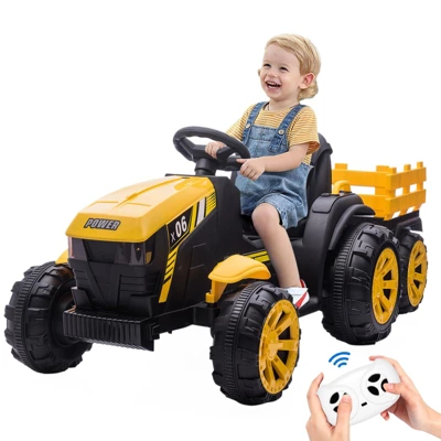 12V Kids Ride On Tractor With Trailer, Battery Powered Electric Vehicles Toy With 35W Dual Motors 10 12V Kids Ride On Tractor With Trailer, Battery Powered Electric Vehicles Toy With 35W Dual Motors - Image 10