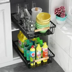 Pull Out Cabinet Organizer, No Drill Pull Out Shelves For Cabinets Multifunctional Sliding Mesh Cabinet Basket For Kitchen Pantry Bathroom Bedroom -Home Decor Store GUEST 61b345dc 733f 40c6 aed0 0cbbac6bf295