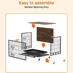 Wooden Dog Crate Furniture With Wheels And Double Door – Modern Pet House, Removable Tray, Stylish End Table For Living Room, Bedroom, And Outdoors -Home Decor Store GUEST 62ff2e47 c3da 46bd ad5d 8d0ff4d13247