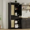 Kitchen Pantry Cabinet, Tall Storage Cabinet With Glass Doors And Adjustable Shelves, Freestanding Cupboard With Drawer For Bathroom, Dining Room, Living Room