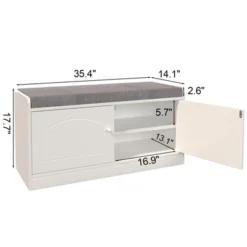 Shoe Storage Bench With 2 Door, Entryway Bench With Shoe Storage, Shoe Bench With Cushion, Adjustable Shelves, Shoe Rack For Entrance, Bedroom -Home Decor Store GUEST 66029a4f e8c9 44e0 8e49 e36177718759