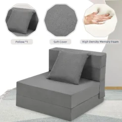 Olding Sofa Bed, Foldable Couch Bed With Pillow, Convertible Sleeper Chair Mattress, Futon Floor Couch With Memory Foam Washable Cover, Gray 16 Olding Sofa Bed, Foldable Couch Bed With Pillow, Convertible Sleeper Chair Mattress, Futon Floor Couch With Memory Foam Washable Cover, Gray -Home Decor Store GUEST 681a4197 2145 4844 ae51 2b04c2ba426e