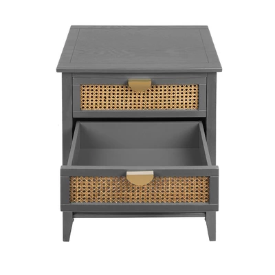 Night Stands Bedside Rattan End Tables With 2 Drawers Bottom Shelf Bedroom End Table Rattan Drawer End/Side Table For Guest Room Study Room 2 Night Stands Bedside Rattan End Tables With 2 Drawers Bottom Shelf Bedroom End Table Rattan Drawer End/Side Table For Guest Room Study Room - Image 2