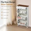 Shoe Cabinet With 3 Flip Drawers And 1 Pulling Drawer, Slim Floor Standing Storage Racks, Hidden Narrow Shoe Organizers For Front Door Entryway White