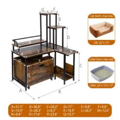 2025 Hidden Litter Box Furniture - Cat Litter Box Enclosure With Flower Stand, Pull-Out Tray, And Corner Design