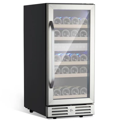 Mini Fridge 15 Inch Wine Cooler Under Couter, 29 Bottle Dual Zone Wine Fridge Wine Cooler Refrigerator With Digital Temperature Control 7 Mini Fridge 15 Inch Wine Cooler Under Couter, 29 Bottle Dual Zone Wine Fridge Wine Cooler Refrigerator With Digital Temperature Control - Image 7