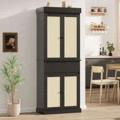 Kitchen Pantry Cabinet, Tall Storage Cabinet With Glass Doors And Adjustable Shelves, Freestanding Cupboard With Drawer For Bathroom, Dining Room, Living Room -Home Decor Store GUEST 6c6c30b6 7bb2 47ce 9dd6 ef85a0a27052