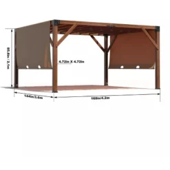 WhizMax 12'X 14' Cedar Wood Luxury Outdoor Pergola With High-Quality Fabric Canopy