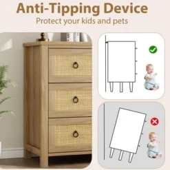 Rattan 3 Dresser For Bedroom, 29" Tall Dresser, Boho Tall Drawer Dresser With Storage, Wooden Closet Dressers Chest Of Drawers -Home Decor Store GUEST 6dfd3818 8730 47a7 aac8 01b002892aad