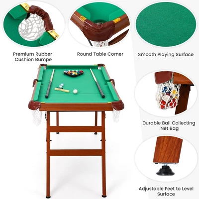 55-inch Folding Billiard - Portable Pool Table, Billiard Game Table With 2 Cue Sticks 16 Balls Triangle Chalk For Kids And Adults 3 55-inch Folding Billiard - Portable Pool Table, Billiard Game Table With 2 Cue Sticks 16 Balls Triangle Chalk For Kids And Adults - Image 3
