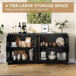 TV Stand For TVs Up To 70'', Natural Rattan Entertainment Center With Storage Cabinets, Boho Media Console Table For Living Room -Home Decor Store GUEST 6fc89177 8ff0 4561 951e 24031d7511ae