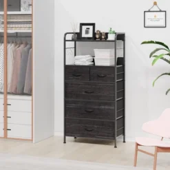 Dresser For Bedroom With 5 Drawers, Small Dressers & Chests Of Drawers, Vertical Fabric Tower Drawer Organizer Unit -Home Decor Store GUEST 70234f35 ab8d 43aa b966 e485cfb93b08