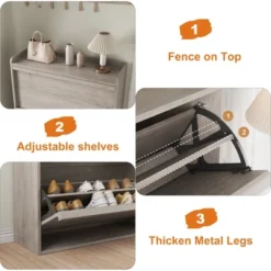 Shoe Cabinet With 3 Flip Drawers, Modern Shoe Storage For Entryway, Wooden Shoe Organizer Cabinet With Adjustable Shelf, For Hallway, Grey 11 Shoe Cabinet With 3 Flip Drawers, Modern Shoe Storage For Entryway, Wooden Shoe Organizer Cabinet With Adjustable Shelf, For Hallway, Grey -Home Decor Store GUEST 72180bc3 b117 47d1 a0d8 c6581d7eef27