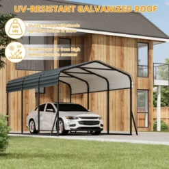 Metal Carport With Galvanized Steel Roof, Heavy Duty Metal Roof Carport With Enhanced Base, Tall Metal Carport Kits Garage For Tractors -Home Decor Store GUEST 73134456 e281 4739 b91e 3003b3717e54