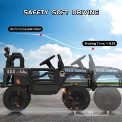 12V Kids Ride On Truck Car - 2 Speeds, Spring Suspension, Remote Control, LED Lights, MP3 Player, Safety Belt