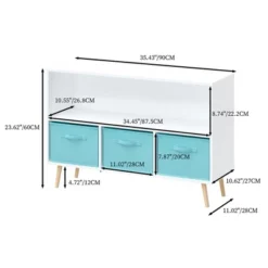 Childrens Bookshelf 4 Cubby Toy Storage Organizer With Collapsible Fabric Drawers, Kids Bookcase Book Display For Kids Room, Playroom And Nursery -Home Decor Store GUEST 754d7d96 8945 443a ad04 b3169f89bba4