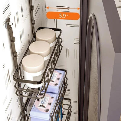 Over The Door Pantry Organizer,Hanging Basket Back Door Storage Rack Shelf,Metal Over The Door Shelves For Bathroom Kitchen Pantry Bedroom 2 Over The Door Pantry Organizer,Hanging Basket Back Door Storage Rack Shelf,Metal Over The Door Shelves For Bathroom Kitchen Pantry Bedroom - Image 2