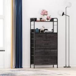 Dresser For Bedroom With 5 Drawers, Dressers & Chests Of Drawers For Hallway, Entryway, Storage Organizer Unit With Fabric