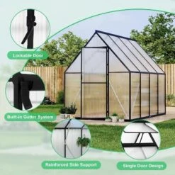 Aluminum-Framed Greenhouse, Heavy Duty Polycarbonate Greenhouse With Quick Setup Structure And Roof Vent, Enhanced Aluminum GreenhouseKit For Outdoor -Home Decor Store GUEST 7ad22f11 5abb 4bde 92e6 e9ff8040295c
