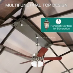 Whizmax 10x12ft Hardtop Gazebo, Aluminum Frame Pavilion With Curtains And Netting, Sunshade For Garden, Patio, Lawns (Brown) -Home Decor Store GUEST 7cbbe636 3dcb 4861 8bc7 684464dc45df