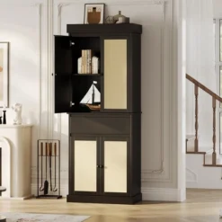 Kitchen Pantry Cabinet, Tall Storage Cabinet With Glass Doors And Adjustable Shelves, Freestanding Cupboard With Drawer For Bathroom, Dining Room, Living Room -Home Decor Store GUEST 7edb3ff8 2d09 4fd2 a036 f05b07d7b52e