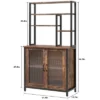 Bakers Rack With Cabinet 5 Tier Microwave Stand 63.78" Microwave Storage Rack With Door Vintage Kitchen Utility Storage Shelf
