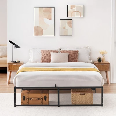 Twin Size Bed Frame Platform, 14 Inch Metal Twin Bedframe With 3 In 1 Sturdy Steel Support, No Box Spring Needed Black Mattress Frame 7 Twin Size Bed Frame Platform, 14 Inch Metal Twin Bedframe With 3 In 1 Sturdy Steel Support, No Box Spring Needed Black Mattress Frame - Image 7