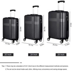 Luggage Sets, 3 Piece Luggage Expandable Suitcase Set, Carry Hardshell 4-Wheel Spinner Luggage W/TSA Lock, Clearance Suitcase Sets (20"/24"/28")