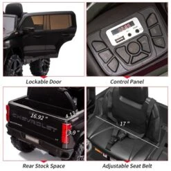 Ride On Truck With Remote Control For Kids, 12V Battery Powered Licensed Chevrolet Silverado GMC Ride On Car Toddler Electric Vehicles