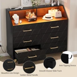 Dresser With Charging Station, LED TV Stand Dresser With 6 Drawers, Wood Modern Dressers & Chests Of Drawers For Closet 13 Dresser With Charging Station, LED TV Stand Dresser With 6 Drawers, Wood Modern Dressers & Chests Of Drawers For Closet -Home Decor Store GUEST 81a68584 a6c5 49e2 971f a9f48805c814