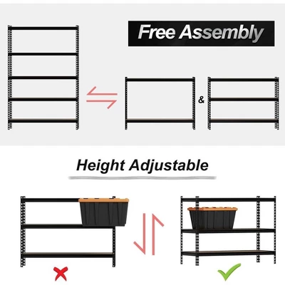 5-Tier Heavy-Duty Metal Storage Rack, Adjustable Utility Shelving Unit For Garage, Warehouse, Pantry, Kitchen, 48" L X 18" W X 73" H 2 5-Tier Heavy-Duty Metal Storage Rack, Adjustable Utility Shelving Unit For Garage, Warehouse, Pantry, Kitchen, 48" L X 18" W X 73" H - Image 2