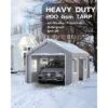 10x20FT Heavy-Duty Portable Carport With Roll-Up Ventilated Windows, All-Season Waterproof, UV-Resistant Canopy For Trucks And Boats - Grey