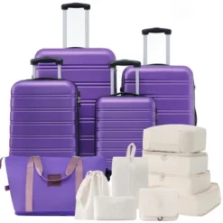 Luggage Set 4 PCS, Hardside Expandable Luggage W/Spinner Wheels, ABS Hardshell TSA Lock Spinner Wheels Luggage W/Travel Bag, 16" 20" 24" 28" Purple -Home Decor Store GUEST 84087b4a bb47 45a0 a8f8 281abb16d703