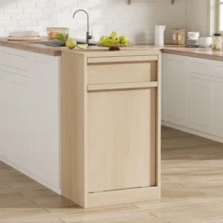 Whizmax Tilt Out Trash Cabinet, Hidden Trash Cabinet With 10 Gallon Storage, Freestanding Garbage Can Cabinet Laundry Hamper For Kitchen Dining Room