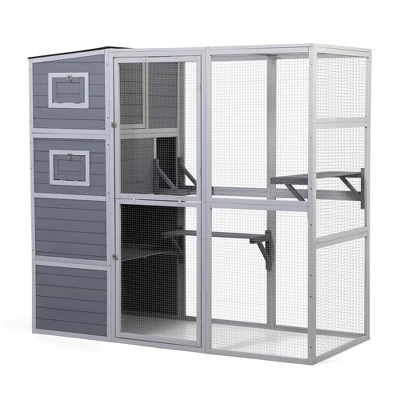 Large Outdoor Catio Cat Enclosures With Waterproof Roof 2 Jumping Platforms And Resting Rooms 4-Tier Cat Playpen Wooden Cat Enclosure Indoor Outdoor 3 Large Outdoor Catio Cat Enclosures With Waterproof Roof 2 Jumping Platforms And Resting Rooms 4-Tier Cat Playpen Wooden Cat Enclosure Indoor Outdoor - Image 3
